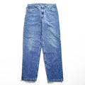 Carhartt jeans denim pants 36x32 medium blue stonewash 100% cotton straight/slightly tapered zipper fly leather patch coin pocket tag B17DST