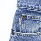 Carhartt jeans denim pants 36x32 medium blue stonewash 100% cotton straight/slightly tapered zipper fly leather patch coin pocket tag B17DST