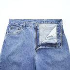 Carhartt jeans denim pants 36x32 medium blue stonewash 100% cotton straight/slightly tapered zipper fly leather patch coin pocket tag B17DST
