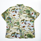 reyn spooner 90年代 ヴィンテージ アロハシャツ 半袖 レーヨンシャツ L CLASSIC FIT ベージュ 総柄 ビキニタグ 魚 ボタンダウン