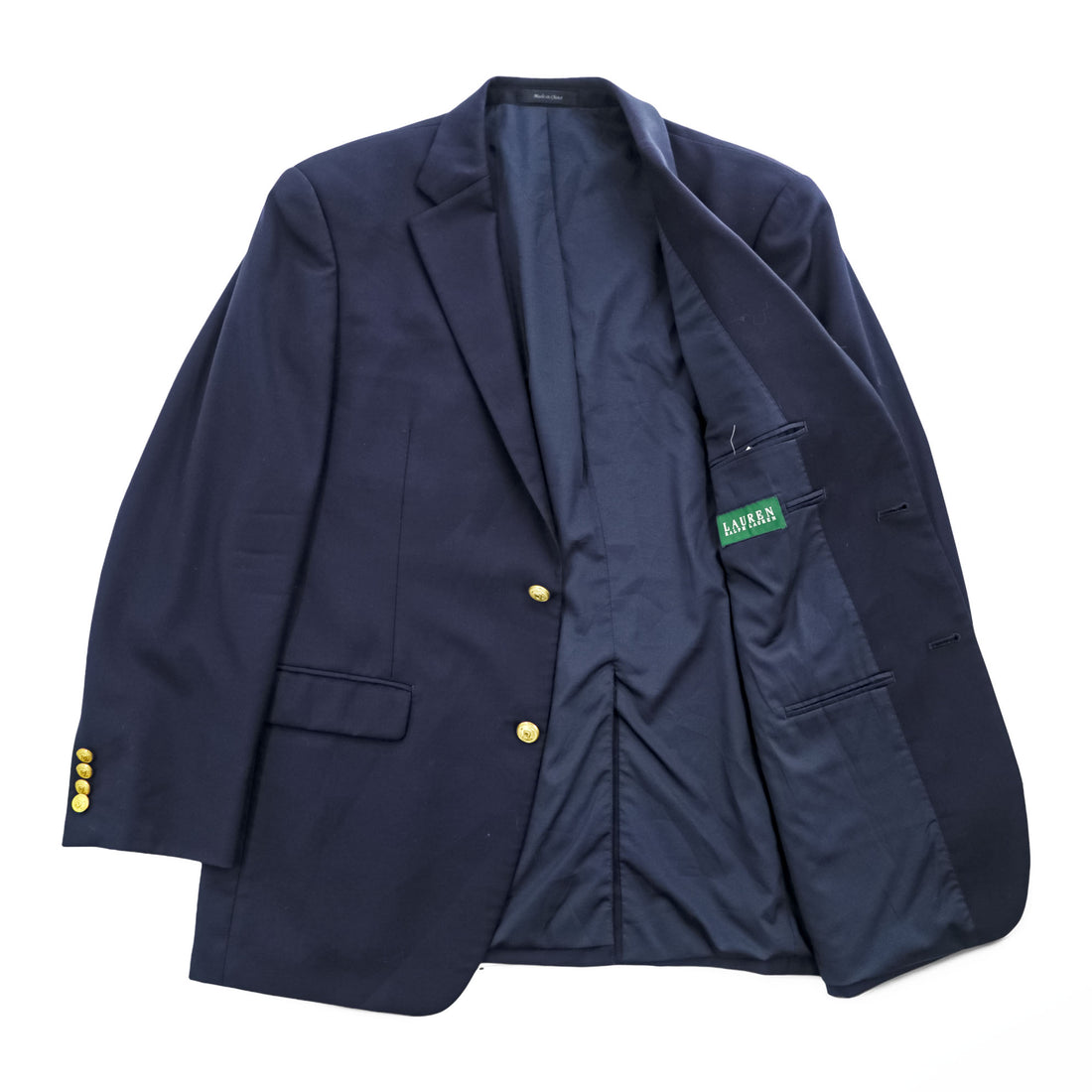 LAUREN RALPH LAUREN 90年代 ヴィンテージ ブレザー テーラードジャケット L ネイビー 紺ブレ 金ボタン ギャバジン macy's men's store