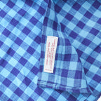 Brooks Brothers 346 半袖 リネン チェックシャツ L ブルー 麻100% ボタンダウン