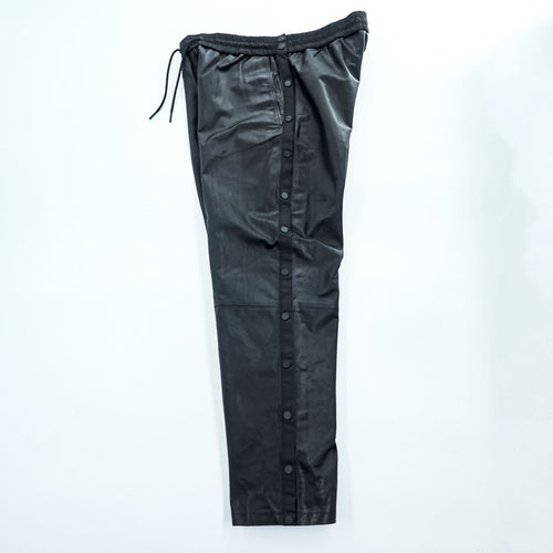 ALEXANDER WANG x H&M leather pants black side-snap drawstring elastic waist wide straight lambskin EUR42 US12