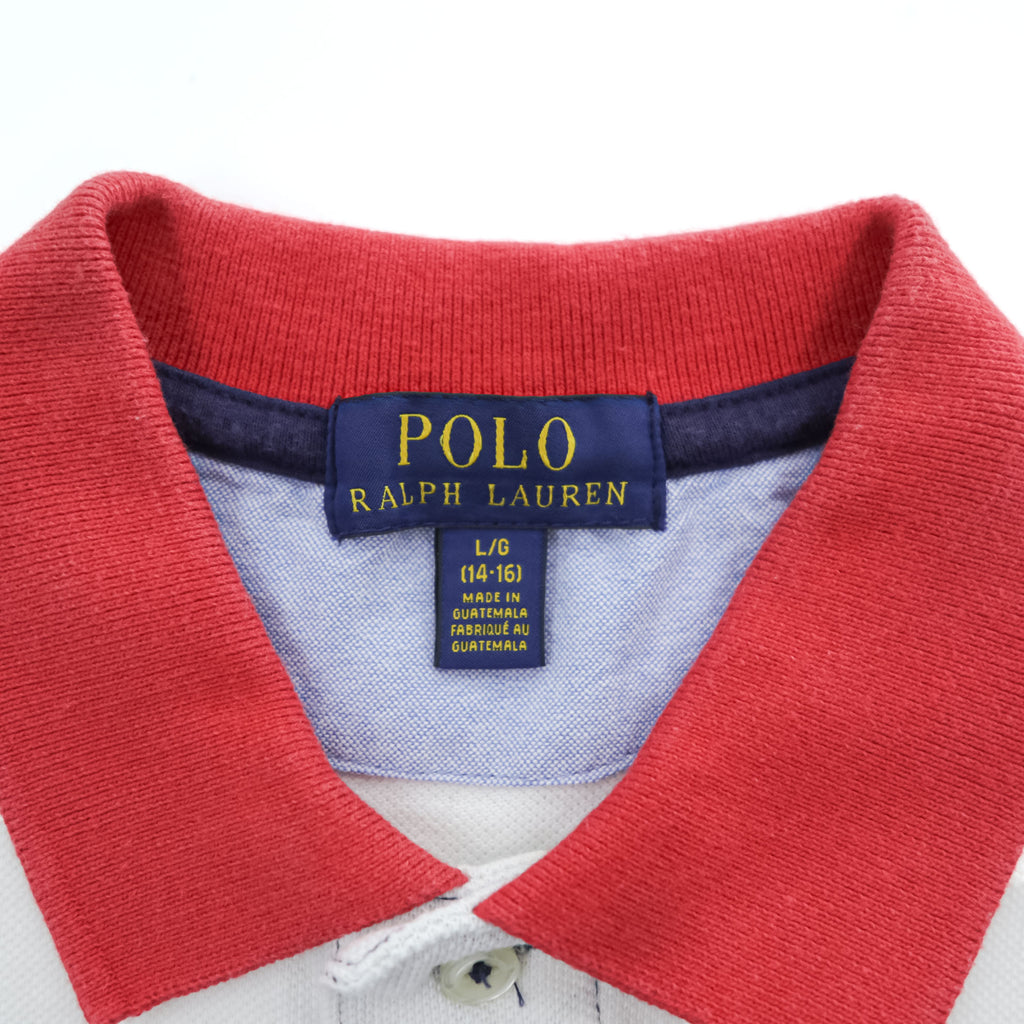 Polo Ralph Lauren ボーダー ポロシャツ L ホワイト ネイビー ビッグポニー