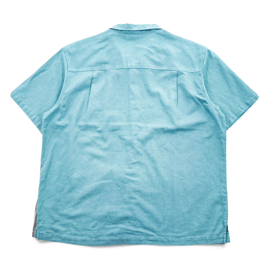REI ヘンプ コットン 半袖 オープンカラー シャツ XL ブルー 開襟 ボックスシルエット 胸ポケット