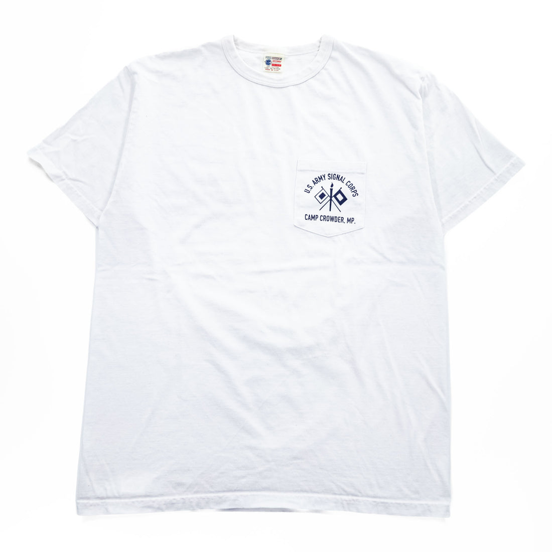 BUZZ RICKSON'S USA-Made T-Shirt XL White U.S. ARMY SIGNAL CORPS Pocket