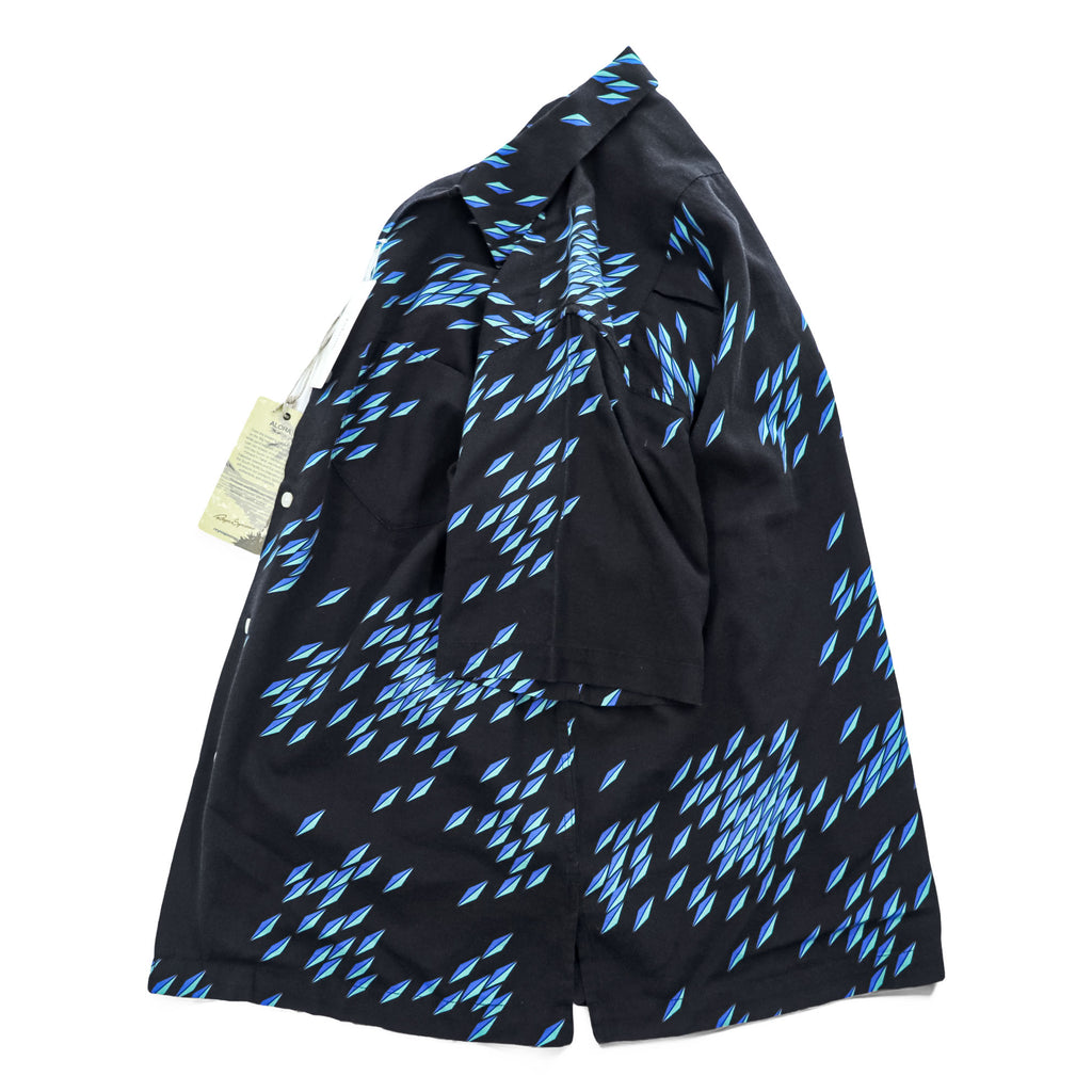 Reyn Spooner Short-Sleeve Shirt, Size M, Black/Blue Patterned, JOURNAL STANDARD relume Exclusive, Unused, Open Collar, 20-051-464-0140-1-0