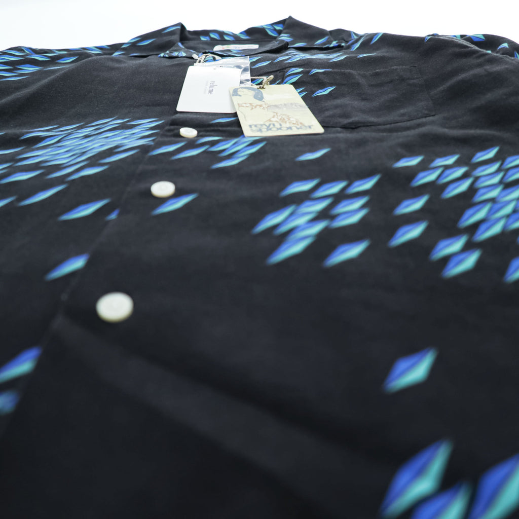 Reyn Spooner Short-Sleeve Shirt, Size M, Black/Blue Patterned, JOURNAL STANDARD relume Exclusive, Unused, Open Collar, 20-051-464-0140-1-0