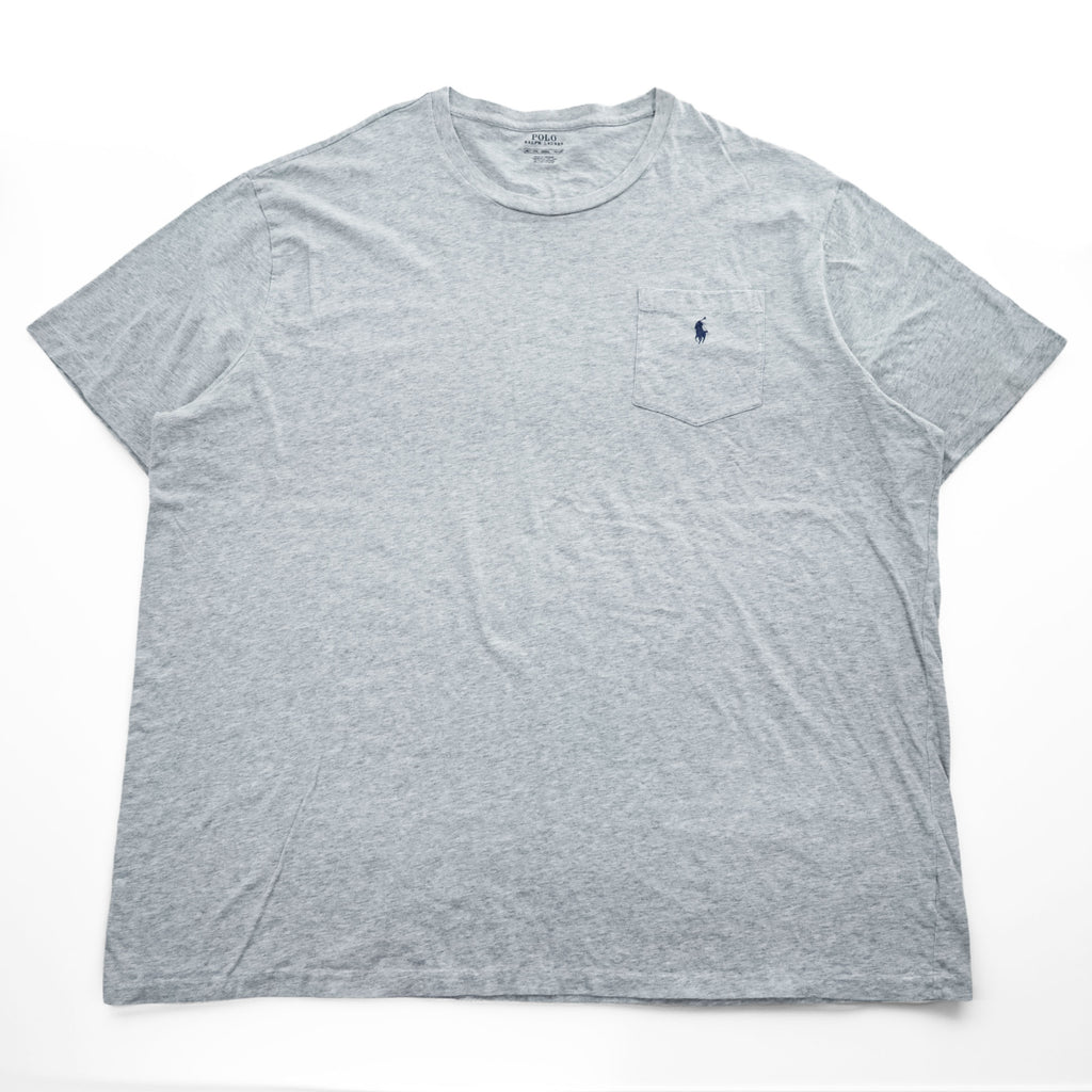 Polo Ralph Lauren Pocket T-Shirt Light Heather Grey 100% Cotton Crewneck Short Sleeve Embroidered Pony Pocket Oversize 4XLT