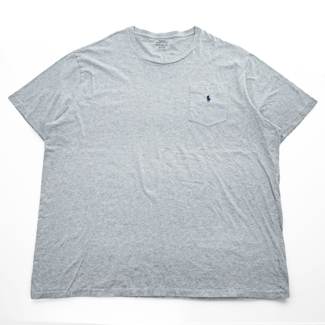 Polo Ralph Lauren Pocket T-Shirt Light Heather Grey 100% Cotton Crewneck Short Sleeve Embroidered Pony Pocket Oversize 4XLT