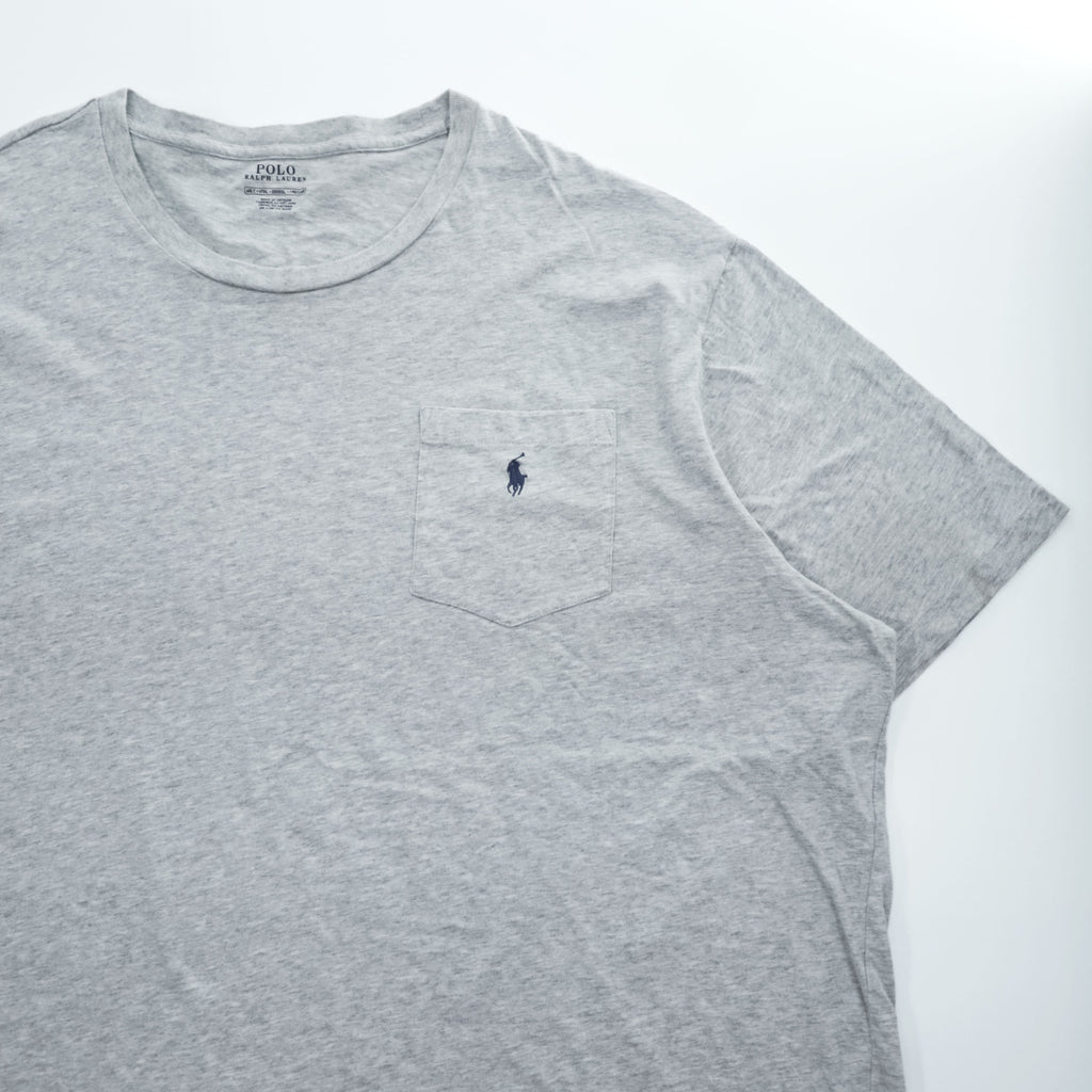 Polo Ralph Lauren Pocket T-Shirt Light Heather Grey 100% Cotton Crewneck Short Sleeve Embroidered Pony Pocket Oversize 4XLT