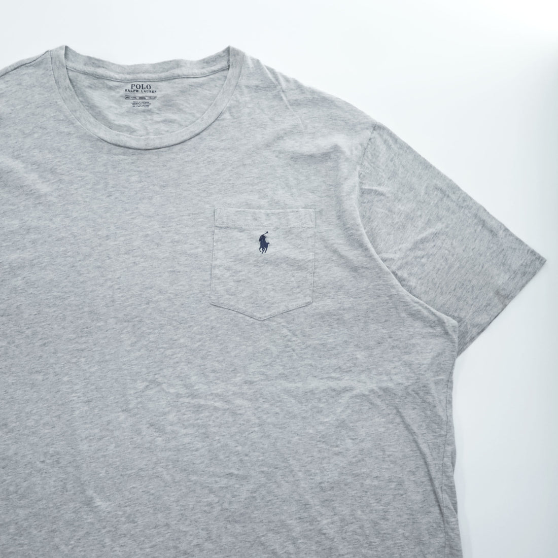 Polo Ralph Lauren Pocket T-Shirt Light Heather Grey 100% Cotton Crewneck Short Sleeve Embroidered Pony Pocket Oversize 4XLT