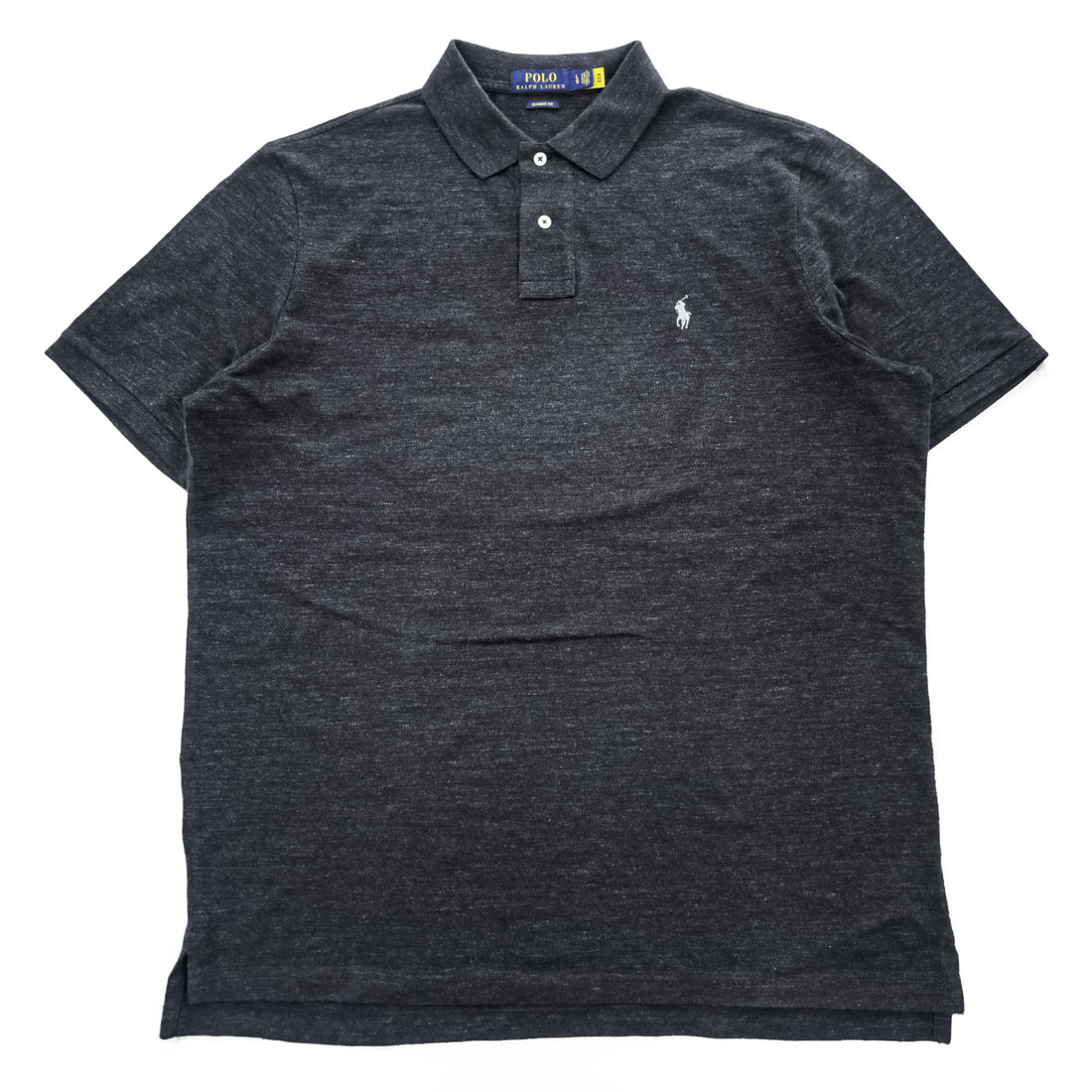 Polo Ralph Lauren Size Piqué Knit Polo Shirt L, Grey, Small Pony Logo Embroidery, Classic Fit