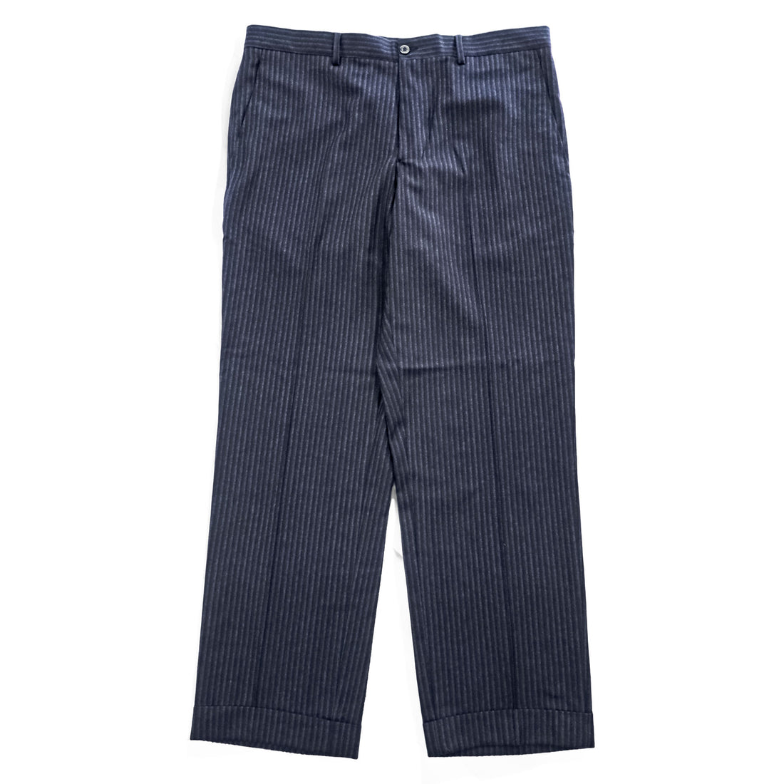 ETRO Italian Made Slacks Pants XL Black Striped Double Cuffs