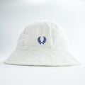 FRED PERRY 日本製 パイル バケットハット ホワイト ラウンドトップ ワンポイントロゴ
