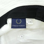 FRED PERRY 日本製 パイル バケットハット ホワイト ラウンドトップ ワンポイントロゴ