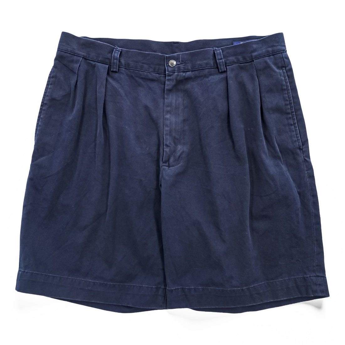 POLO RALPH LAUREN Classic Fit Pleated Chino Shorts Navy Cotton Twill 9" Inseam Size 35