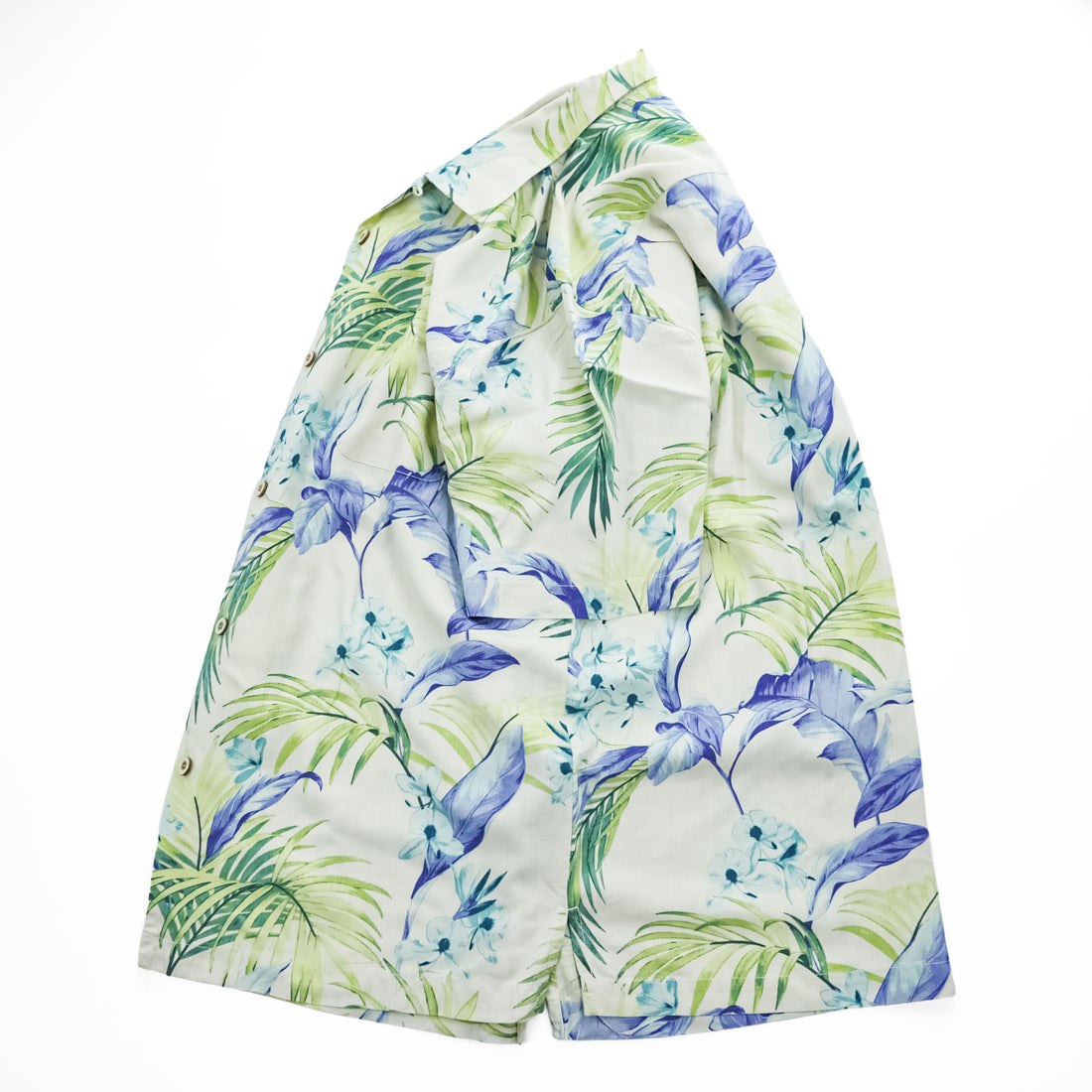 Tommy Bahama アロハシャツ 半袖 シルク オープンカラーシャツ L ベージュ 総柄 ボタニカル 開襟
