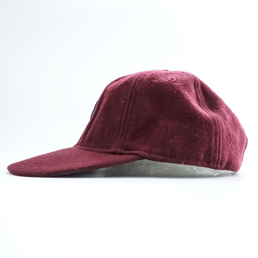 Polo Ralph Lauren Pワッペン キャップ ボルドー ウール 6パネル レザーアジャスター