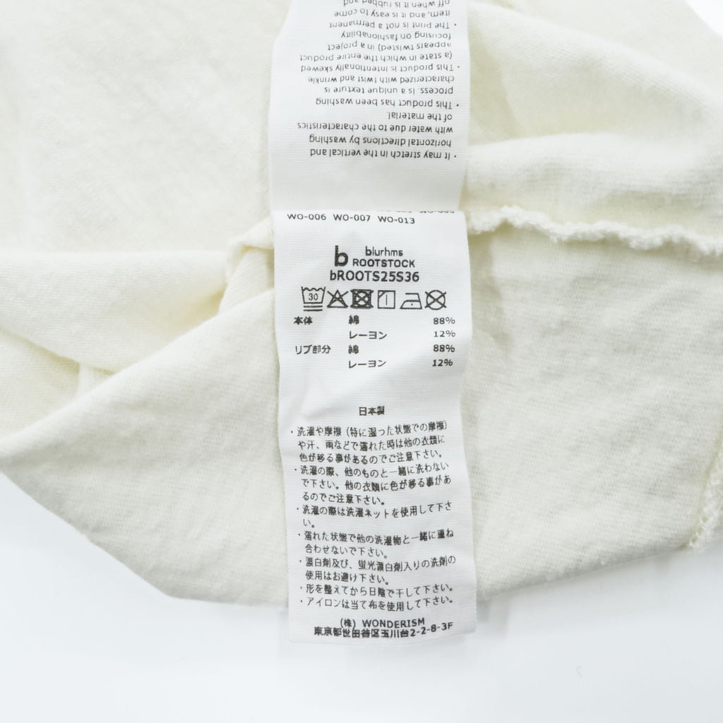 blurhms ROOTSTOCK 日本製 Print Tee STANDARD Tシャツ ホワイト 両面プリント W-W 88/12 bROOTS25S35F