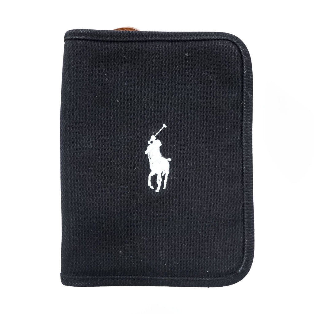 Ralph Lauren ラウンドジップ マルチケース 手帳カバー ブラック キャンバス ポニー刺繍