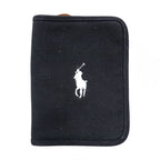 Ralph Lauren ラウンドジップ マルチケース 手帳カバー ブラック キャンバス ポニー刺繍
