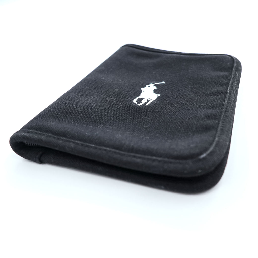 Ralph Lauren ラウンドジップ マルチケース 手帳カバー ブラック キャンバス ポニー刺繍