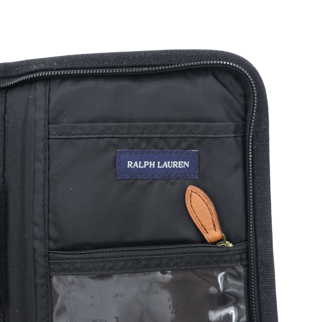 Ralph Lauren ラウンドジップ マルチケース 手帳カバー ブラック キャンバス ポニー刺繍