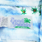 Sand Pebble 70年代 USA製 ヴィンテージ アロハシャツ 半袖 オープンカラーシャツ M ブルー 総柄 開襟 ポケット