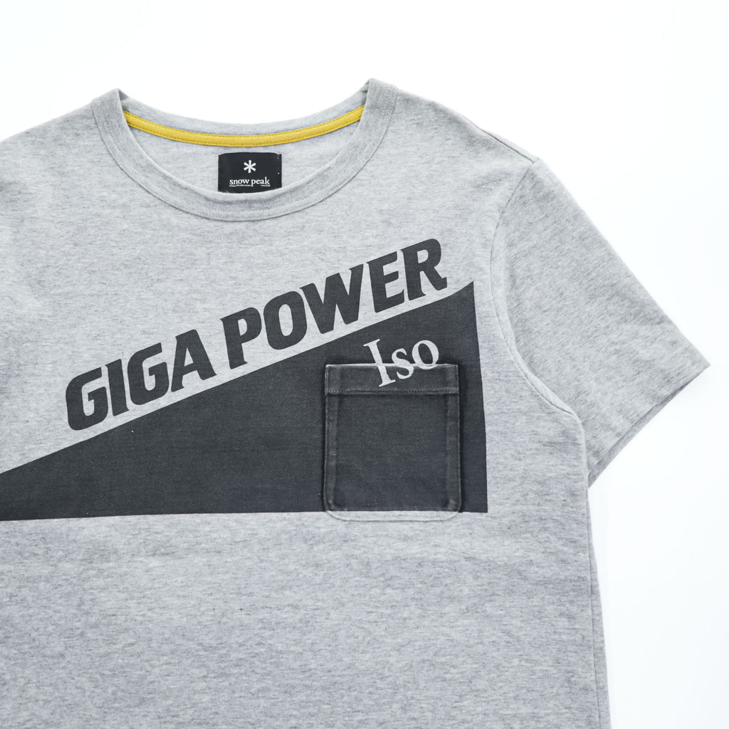 snow peak 日本製 ポケット Tシャツ M グレー GIGA POWER TS-15SJ001
