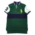 Polo Ralph Lauren 90年代 ヴィンテージ ポロシャツ 半袖 ラガーシャツ S グリーン ネイビー CUSTOM FIT ビッグポニー 鹿の子