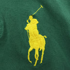 Polo Ralph Lauren 90年代 ヴィンテージ ポロシャツ 半袖 ラガーシャツ S グリーン ネイビー CUSTOM FIT ビッグポニー 鹿の子