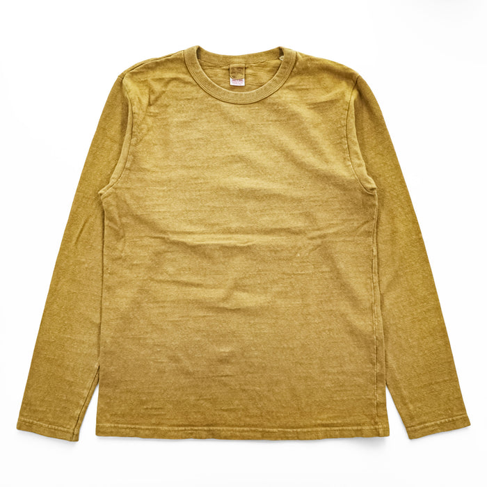 UES 日本製 ロングスリーブ 長袖 Tシャツ ロンT M ブラウン リブネック スラブコットン