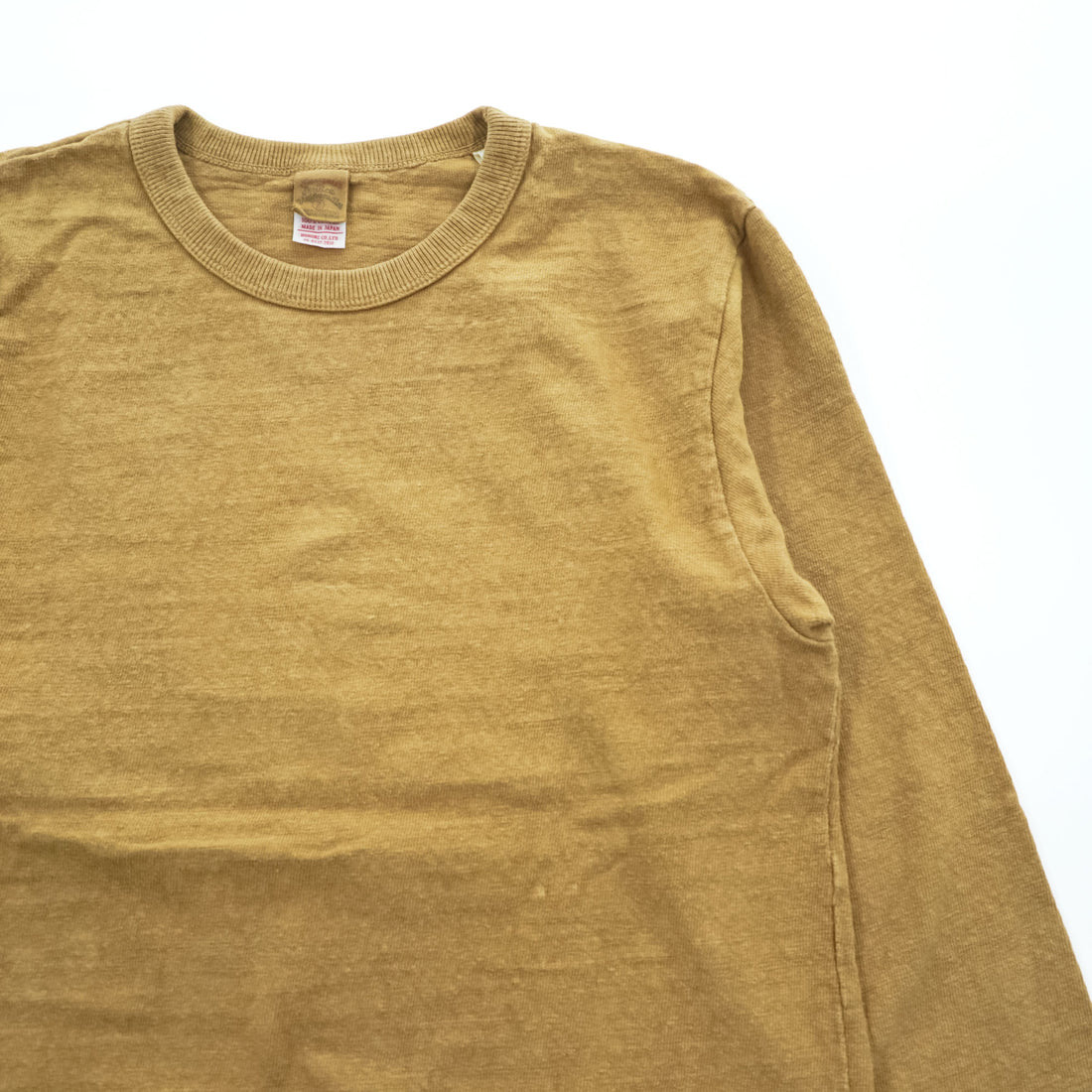 UES 日本製 ロングスリーブ 長袖 Tシャツ ロンT M ブラウン リブネック スラブコットン