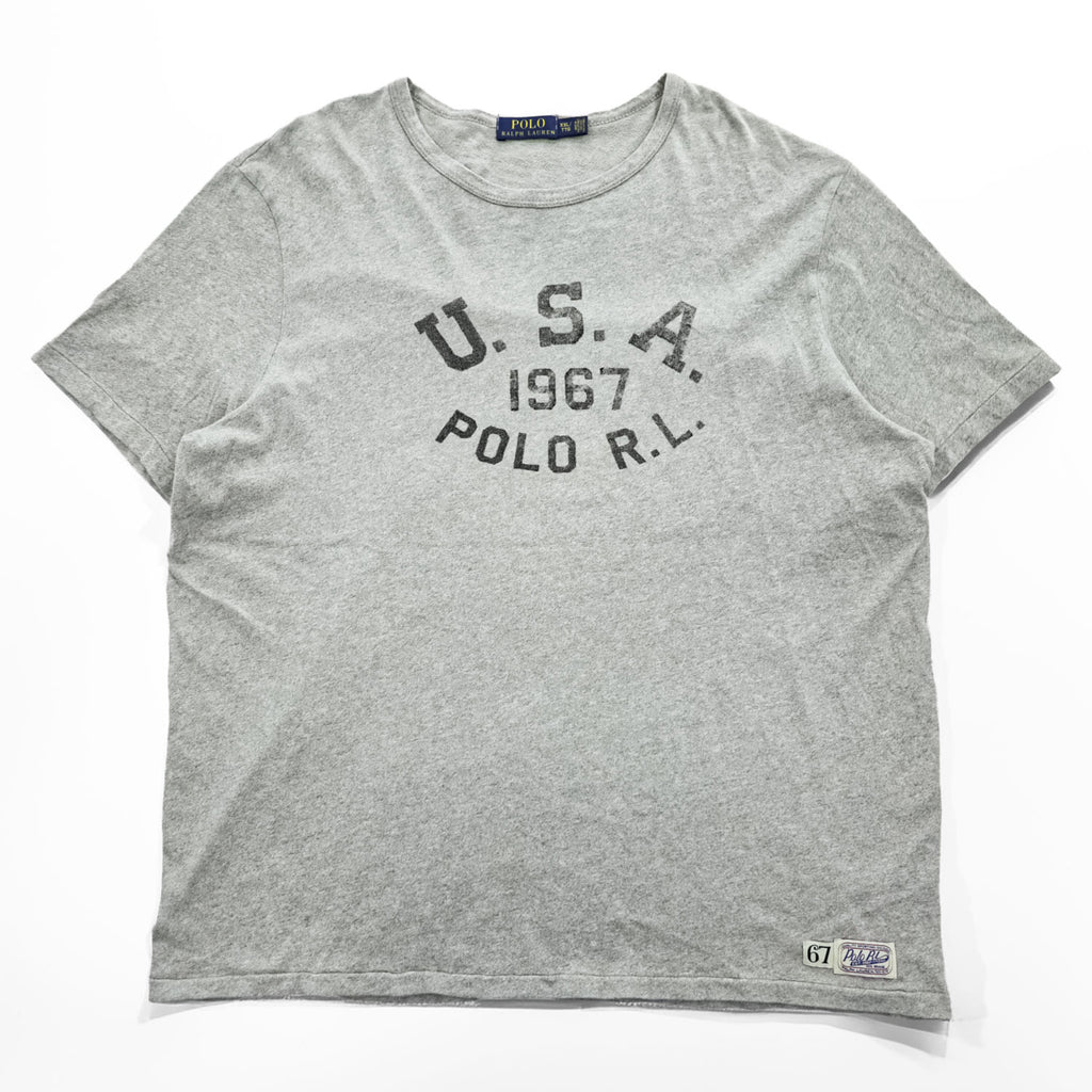 Polo Ralph Lauren Tシャツ 2XL グレー U.S.A 染み込みプリント