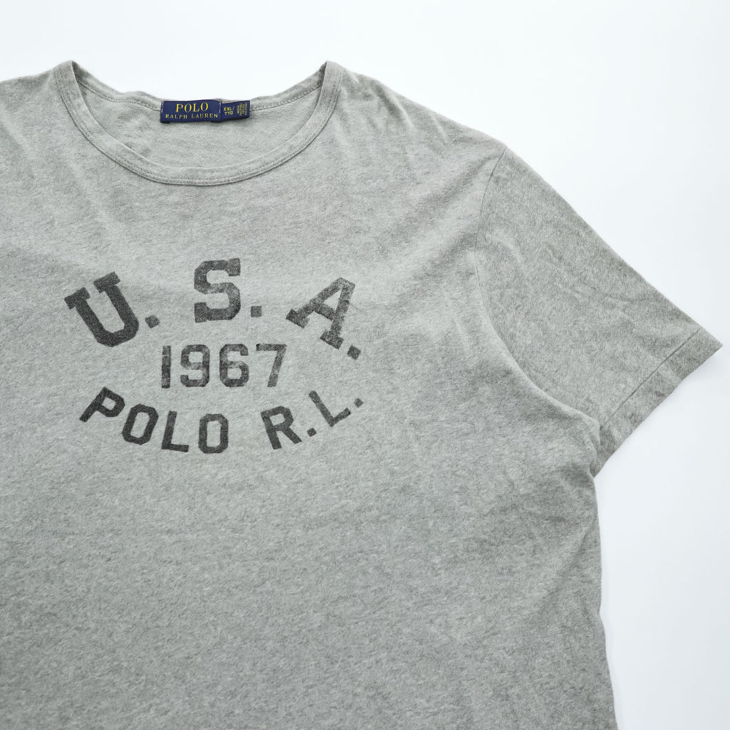 Polo Ralph Lauren Tシャツ 2XL グレー U.S.A 染み込みプリント