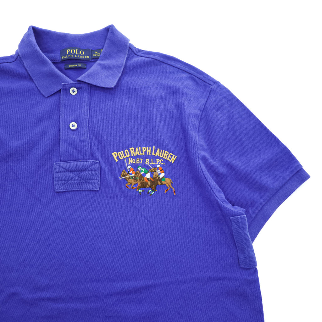 Polo Ralph Lauren ポロシャツ M CUSTOM FIT ブルー 刺繍 ポロプレイヤー