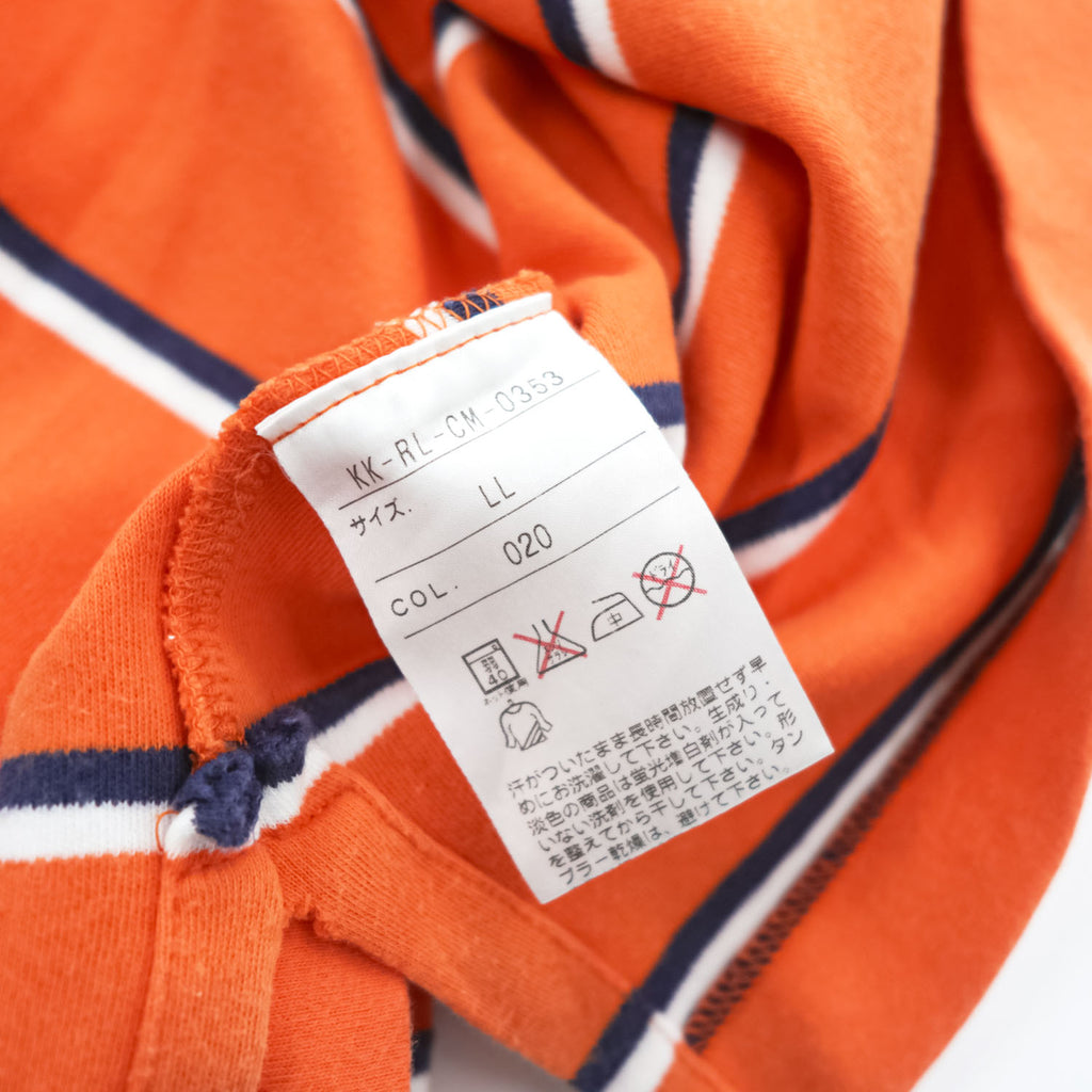 Polo Ralph Lauren 90年代 ヴィンテージ ポロシャツ XL オレンジ ボーダー スモールポニー ロゴ 刺繍
