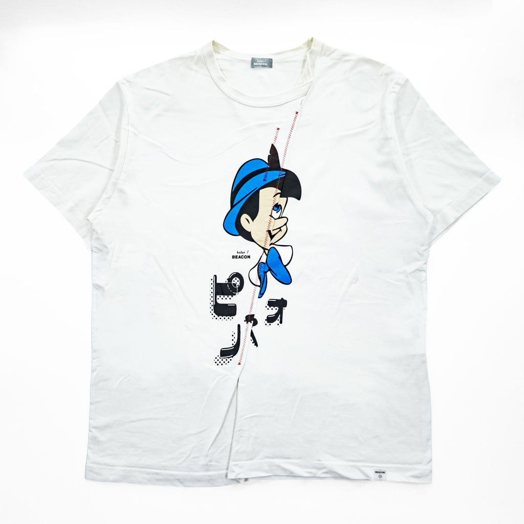 kolor BEACON 日本製 Disney ピノキオ 再構築グラフィック Tシャツ ホワイト 23SBM-T03232