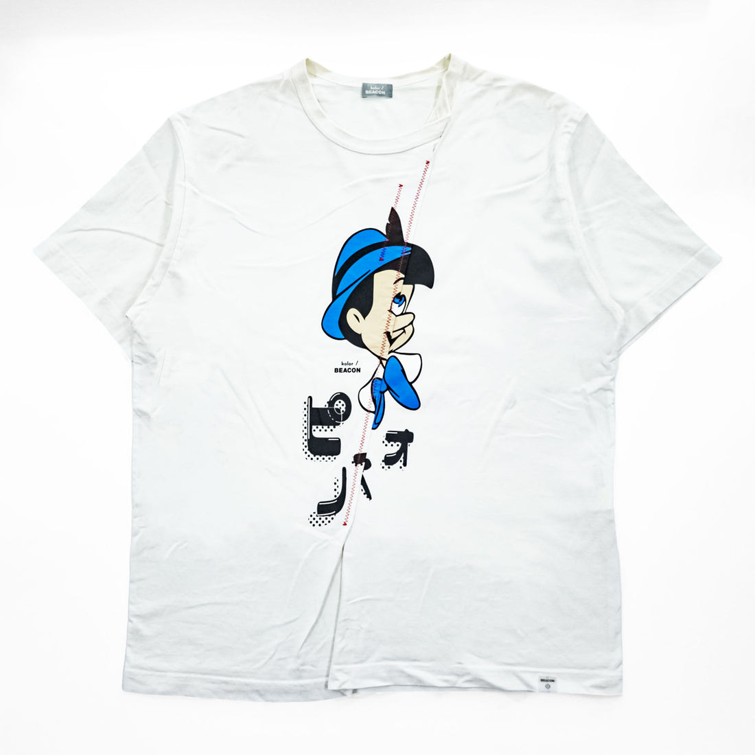 kolor BEACON 日本製 Disney ピノキオ 再構築グラフィック Tシャツ ホワイト 23SBM-T03232