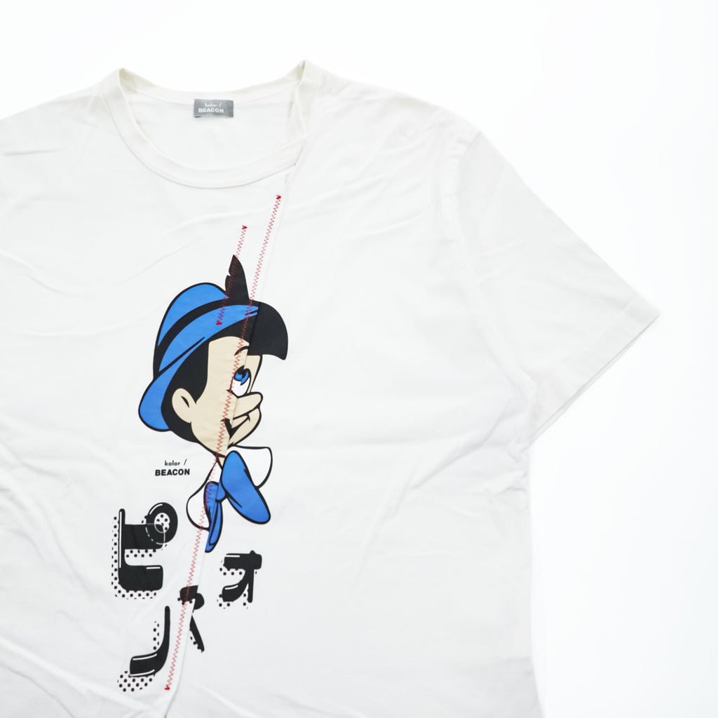 kolor BEACON 日本製 Disney ピノキオ 再構築グラフィック Tシャツ ホワイト 23SBM-T03232