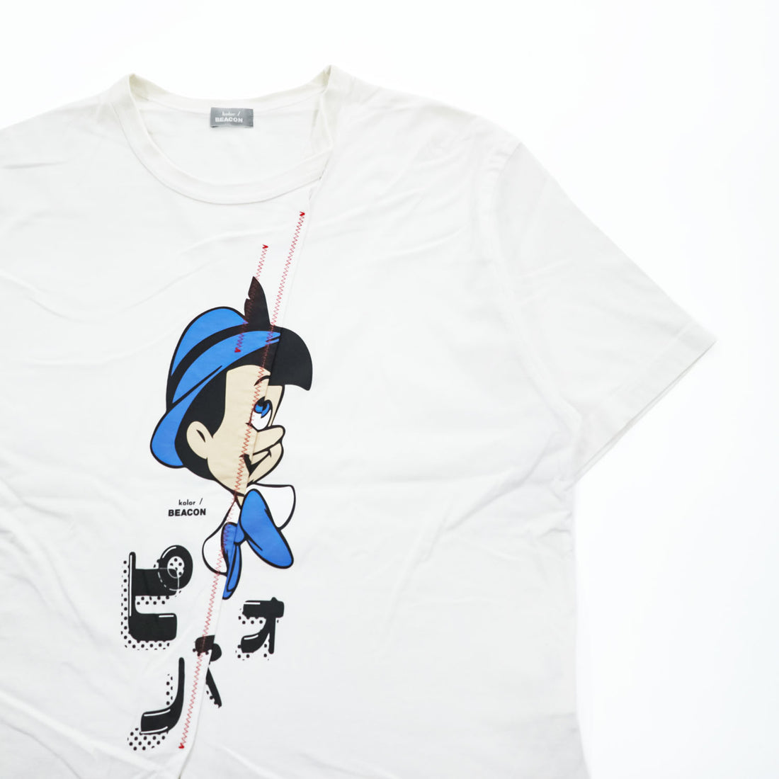 kolor BEACON 日本製 Disney ピノキオ 再構築グラフィック Tシャツ ホワイト 23SBM-T03232