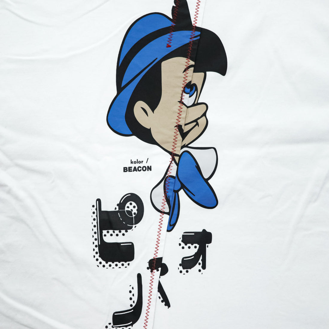 kolor BEACON 日本製 Disney ピノキオ 再構築グラフィック Tシャツ ホワイト 23SBM-T03232