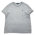 Polo Ralph Lauren リブライン 鹿の子 Tシャツ XL CUSTOM SLIM FIT グレー スモールポニー ロゴ 刺繍