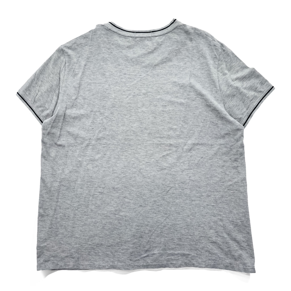 Polo Ralph Lauren リブライン 鹿の子 Tシャツ XL CUSTOM SLIM FIT グレー スモールポニー ロゴ 刺繍