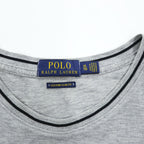 Polo Ralph Lauren リブライン 鹿の子 Tシャツ XL CUSTOM SLIM FIT グレー スモールポニー ロゴ 刺繍