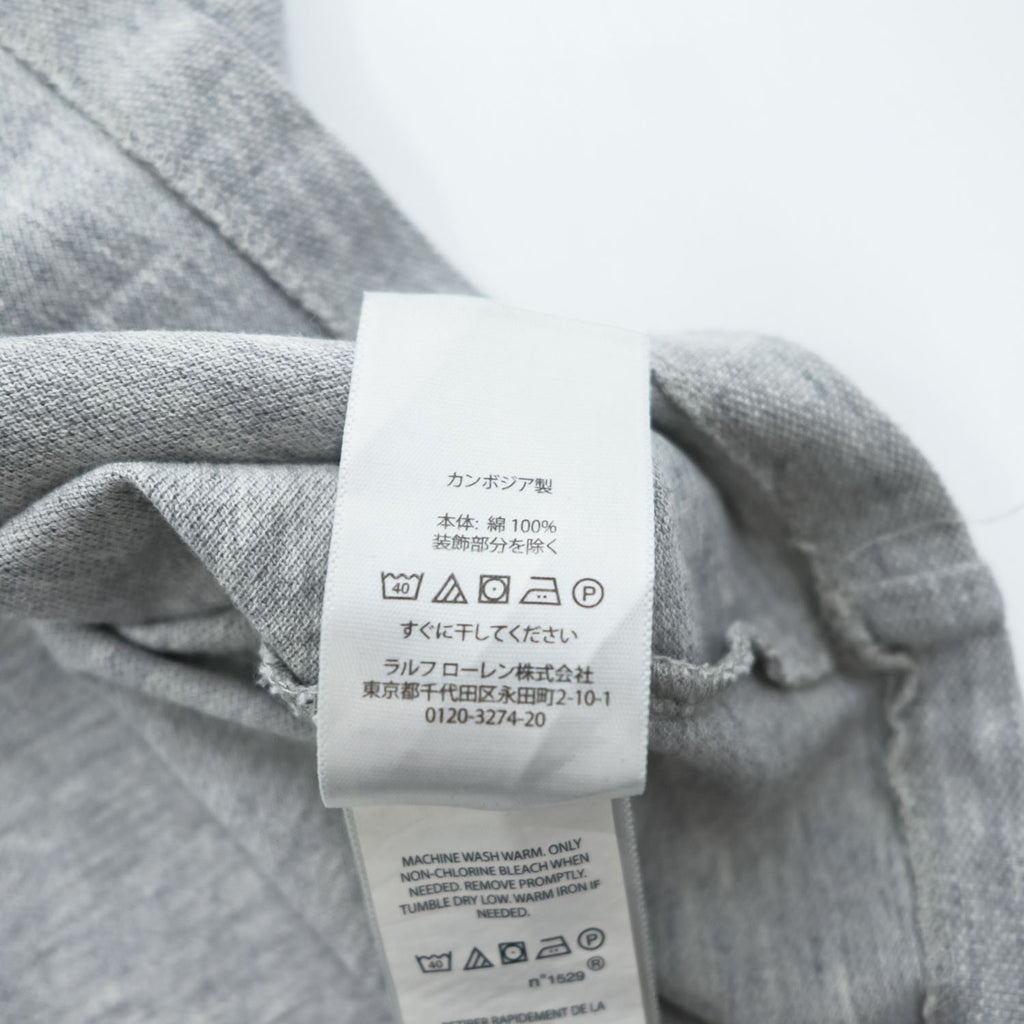 Polo Ralph Lauren リブライン 鹿の子 Tシャツ XL CUSTOM SLIM FIT グレー スモールポニー ロゴ 刺繍