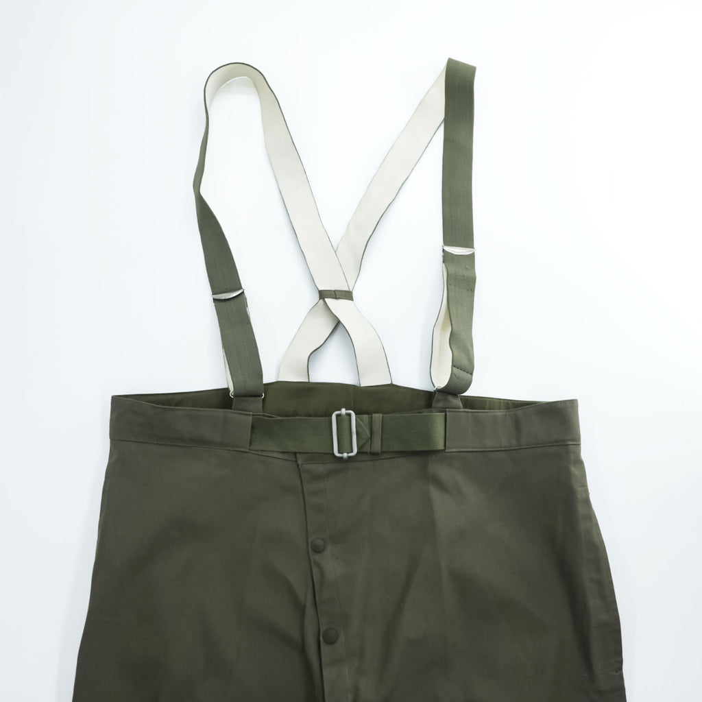 60年代 西ドイツ軍 ミリタリー ヴィンテージ サスペンダー オーバーパンツ カーゴ ワークパンツ カーキ グリーン ベルト付 LINDAU & CO.KG.