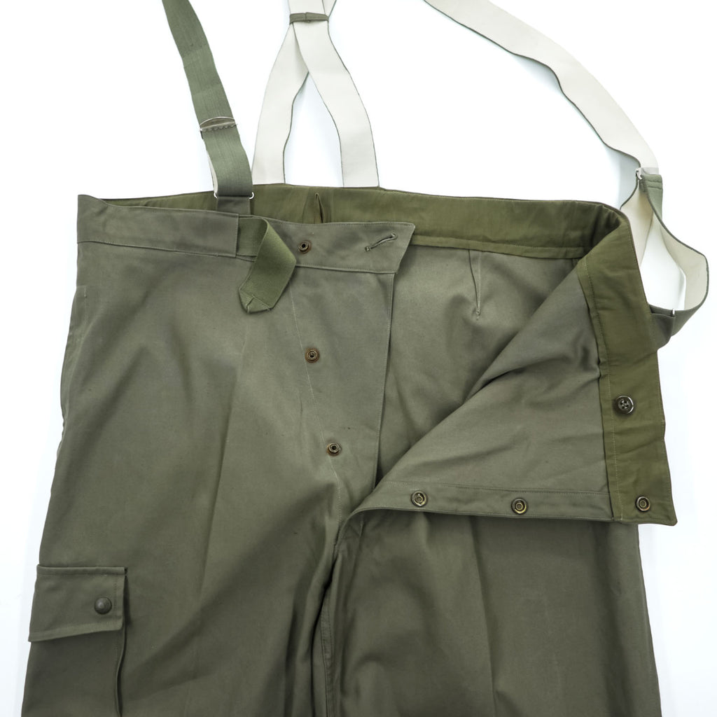 60年代 西ドイツ軍 ミリタリー ヴィンテージ サスペンダー オーバーパンツ カーゴ ワークパンツ カーキ グリーン ベルト付 LINDAU & CO.KG.