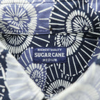 SUGAR CANE 日本製 アロハシャツ 半袖 ボタンダウンシャツ M ネイビー 総柄 和傘 SC31702